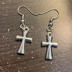 Silver Cross Drop and Dangle Earrings